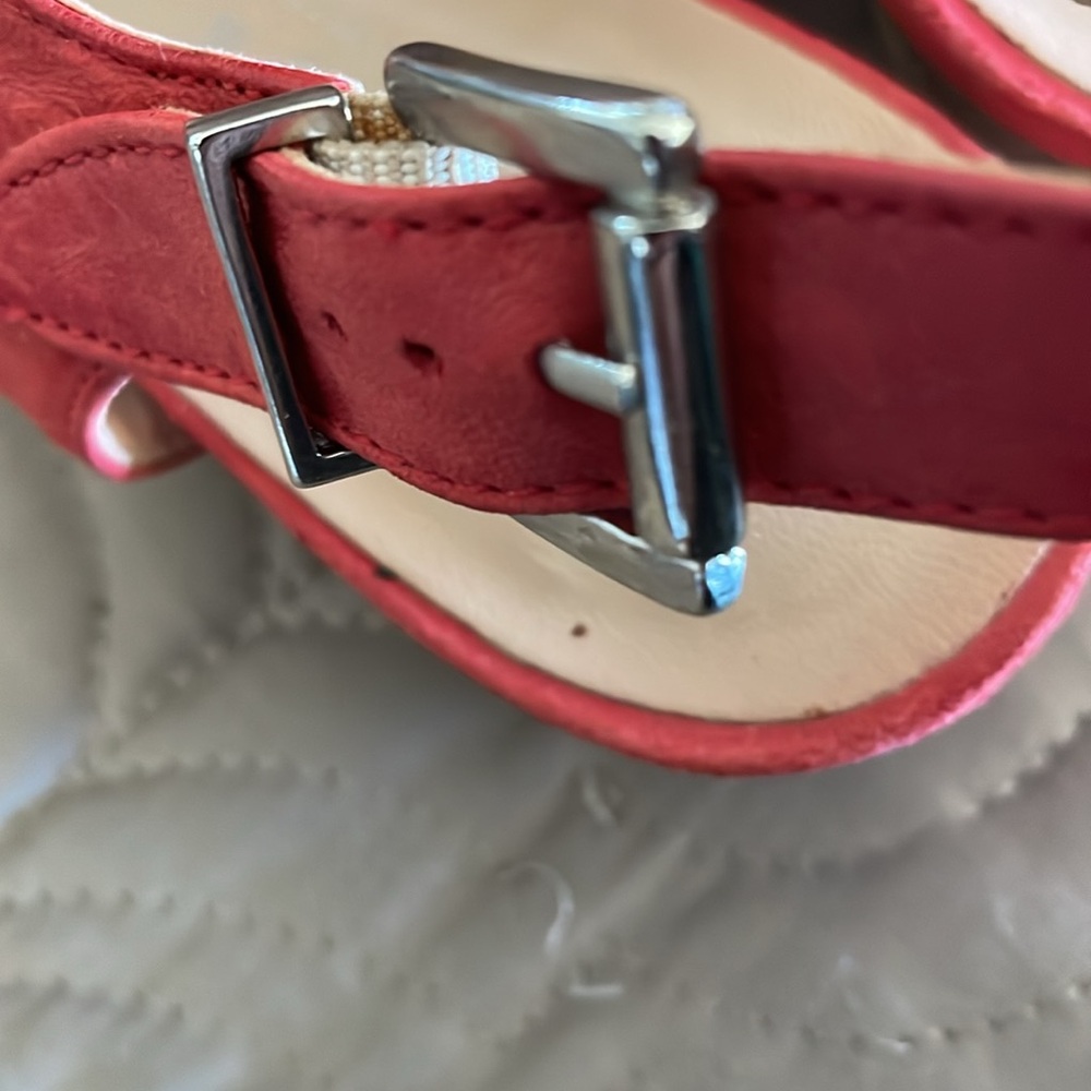 Women’s Fidji Orange Leather Straped Sandals. Size 38 1/2 - Picture 6 of 7